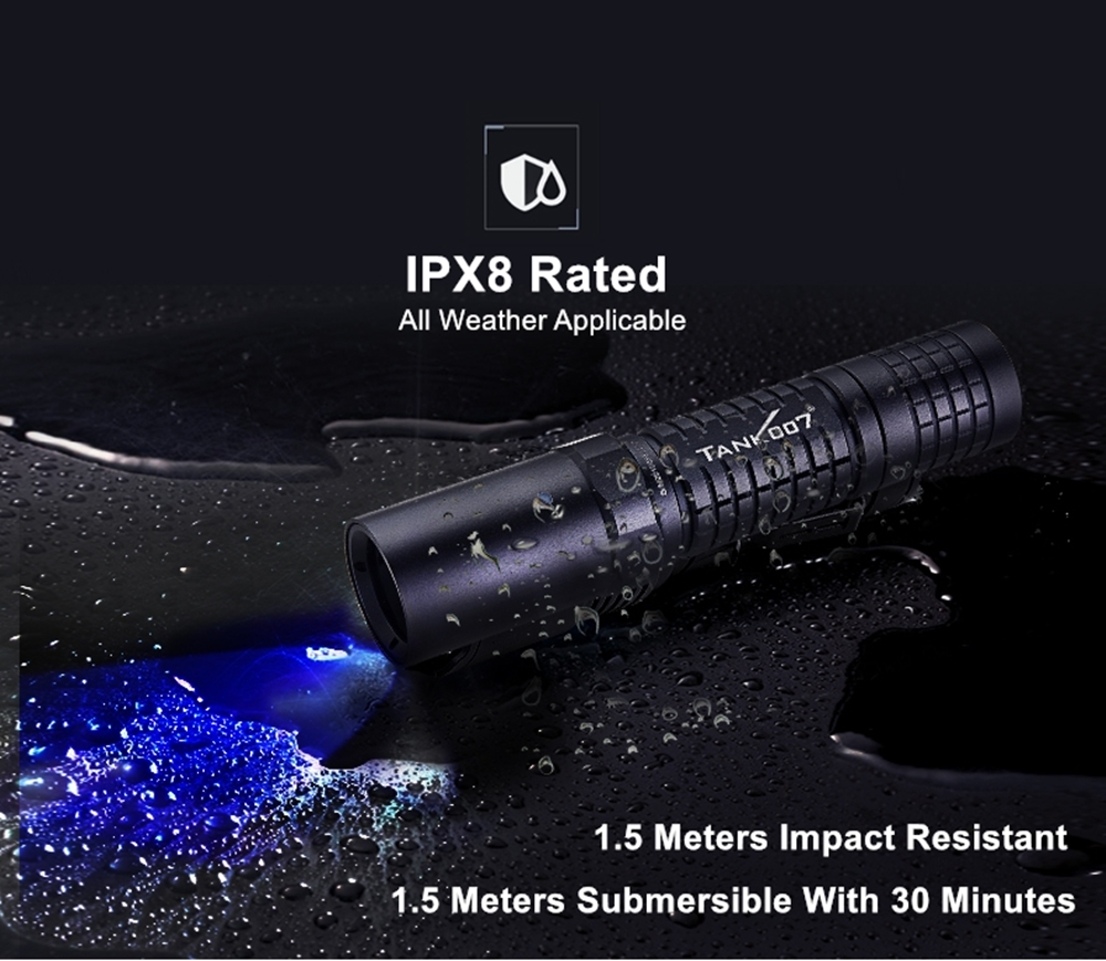 Tank007 UV-L03C Rechargeable 365nm UV Flashlight 